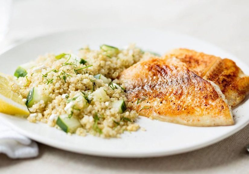 Tilapia with Cucumber-Dill Quinoa Salad