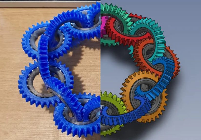 3D-Printed Mobius Strip Of Gears