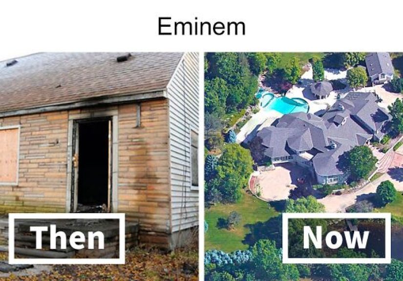 Side-By-Side Photos Of 15 Celebrity Houses Before And After Their Fame